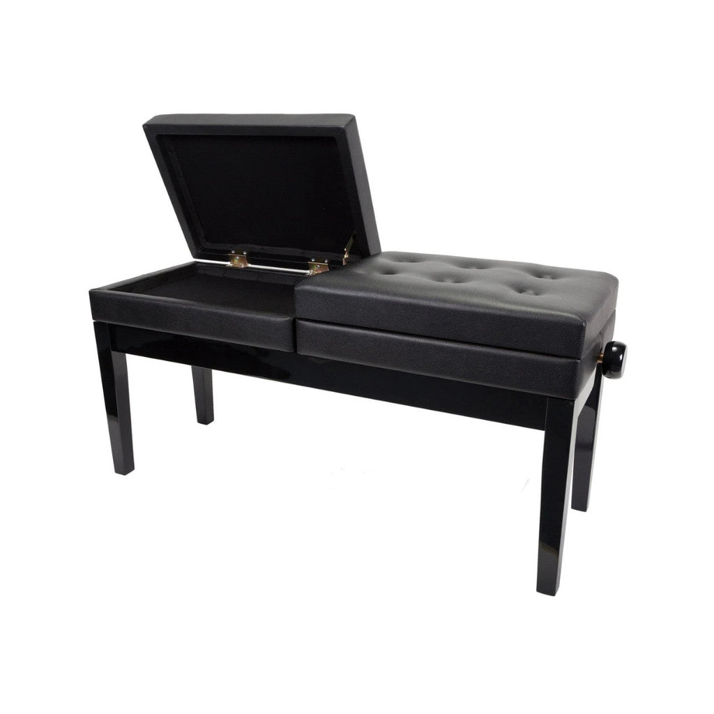 Duduke HY-PJ026-PBK Double Adjustable Piano Bench with Storage, Polished Black