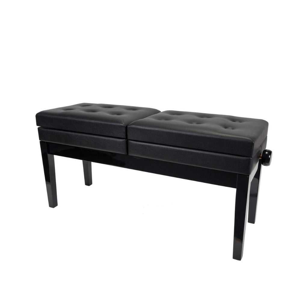 Duduke HY-PJ026-PBK Double Adjustable Piano Bench with Storage, Polished Black