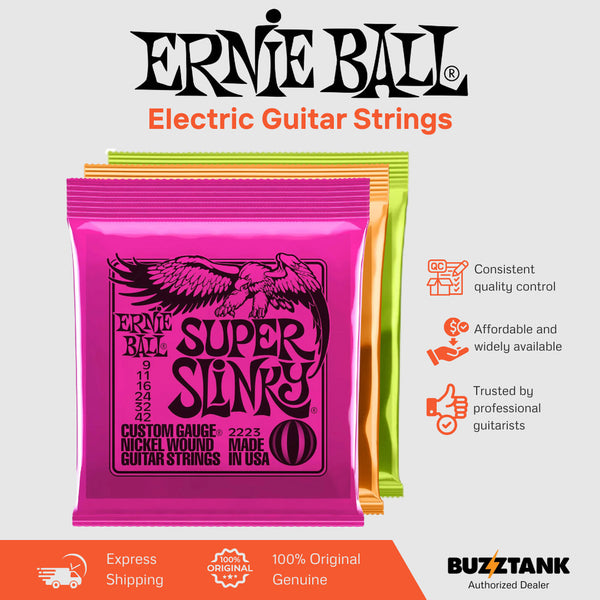 Ernie Ball Slinky Nickel Wound Electric Guitar Strings Regular 10-46 Hybrid 9-46 Super 9-42