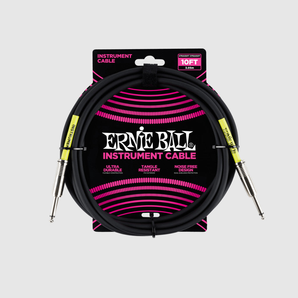 Ernie Ball 10' Straight to Straight Instrument Cable, Black