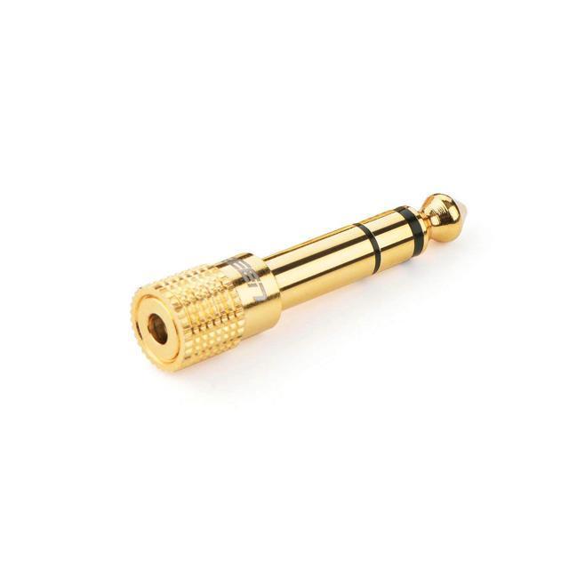 BSL SB6004 1/8" Stereo Headphone Jack to 1/4" Stereo Jack Adapter, Metal (Gold)