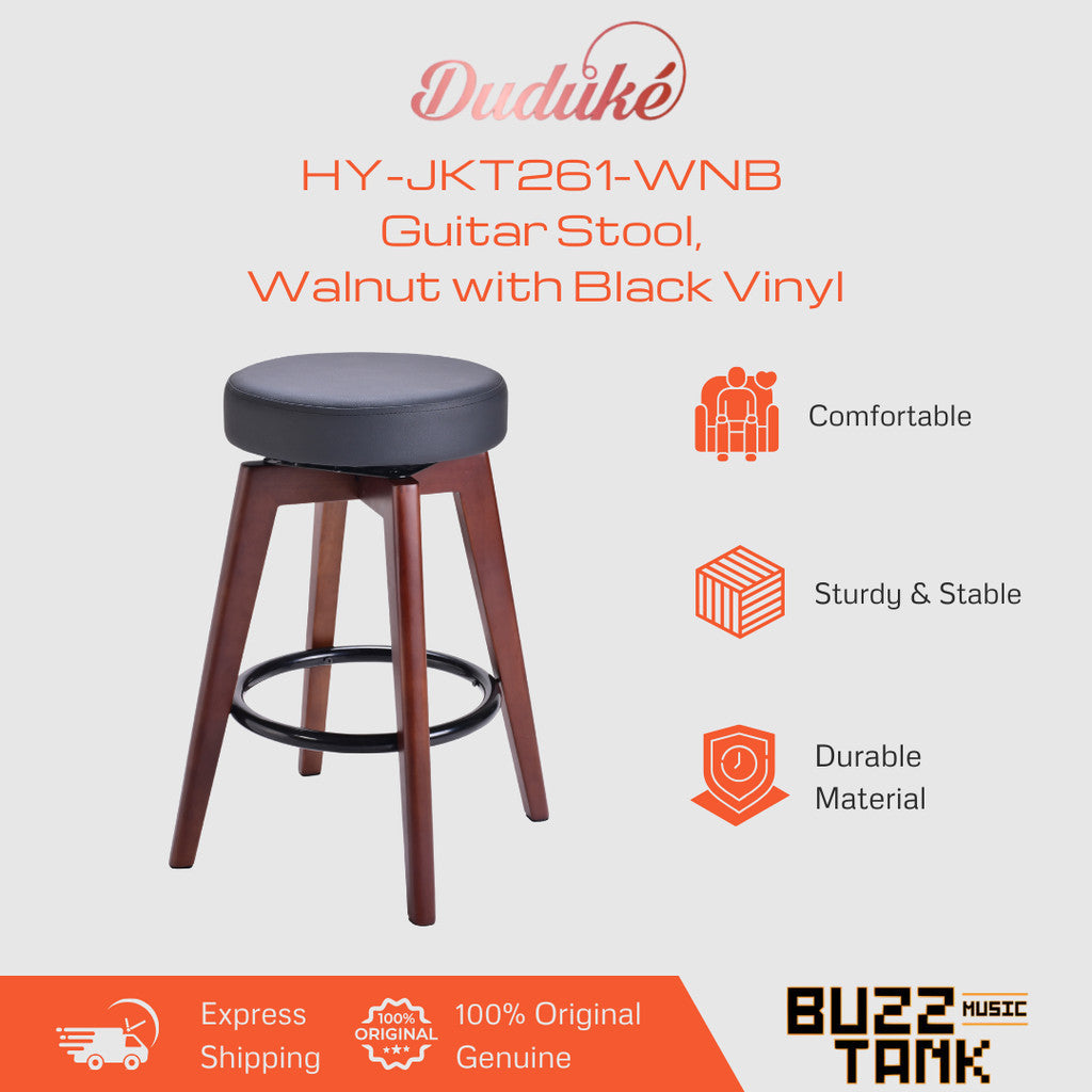 Duduke HY-JKT261-WNB Guitar Stool, Walnut with Black Vinyl