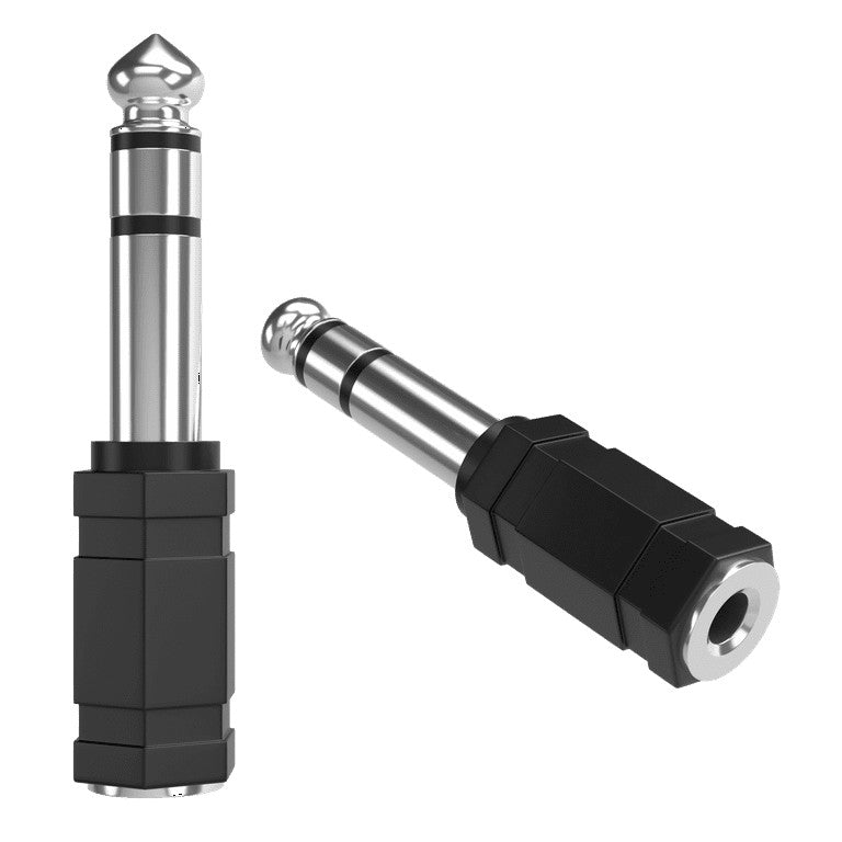 Audio Jack Adapter Converters for 3.5mm (1/8') Plug ↔ 6.35mm (1/4') - Mono or Stereo