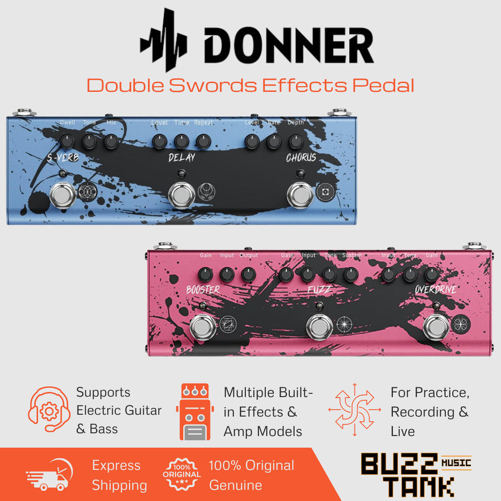 Donner Double Swords Multi-FX Pedal, Dimension Weaver & Rage Breaker - High Quality Guitar Effects, Compact & Durable