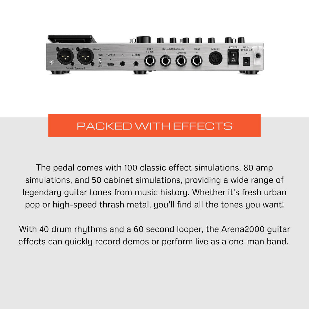 Donner ARENA 2000 Multi-FX Pedal Amp-Modeller - Guitar User Friendly, Responsive, All-In-One