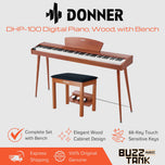 Donner DHP-100 Digital Piano, Wood, with Bench - 88-Key Weighted Hammer-Action Keys, Elegant Design, Ideal for Beginners