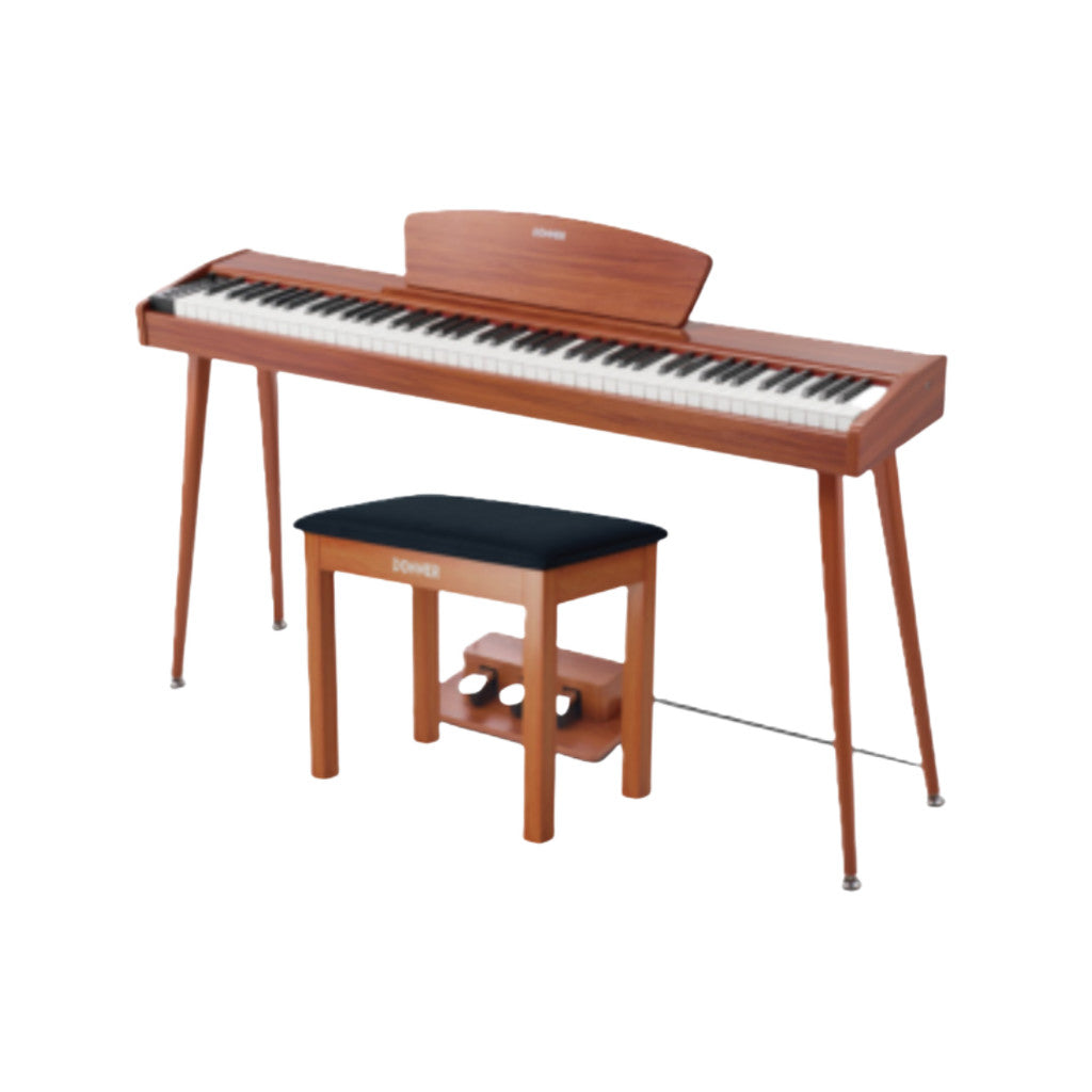 Donner DHP-100 Digital Piano, Wood, with Bench - 88-Key Weighted Hammer-Action Keys, Elegant Design, Ideal for Beginners