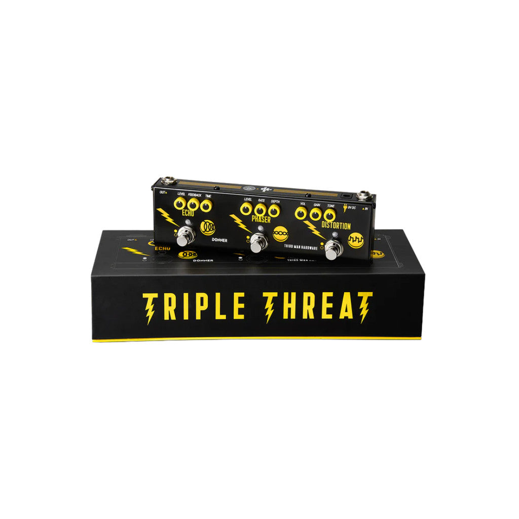 Donner Triple Threat 3-in-1 Analog Multi-Effects Pedal - Rich Sound, Simplicity, Effective