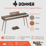 Donner DHP-200 PRO Digital Piano, Walnut, Wood or Beige - 88-Key, Powerful Sound, True Piano Feel