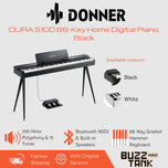 Donner OURA S100 88-Key Home Digital Piano (Black / White) - Minimalist Design, Modern Performance