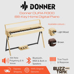 Donner OURA R300 88-Key Home Digital Piano (Light Wood / Brown) - Natural Elegance, Refined Performance