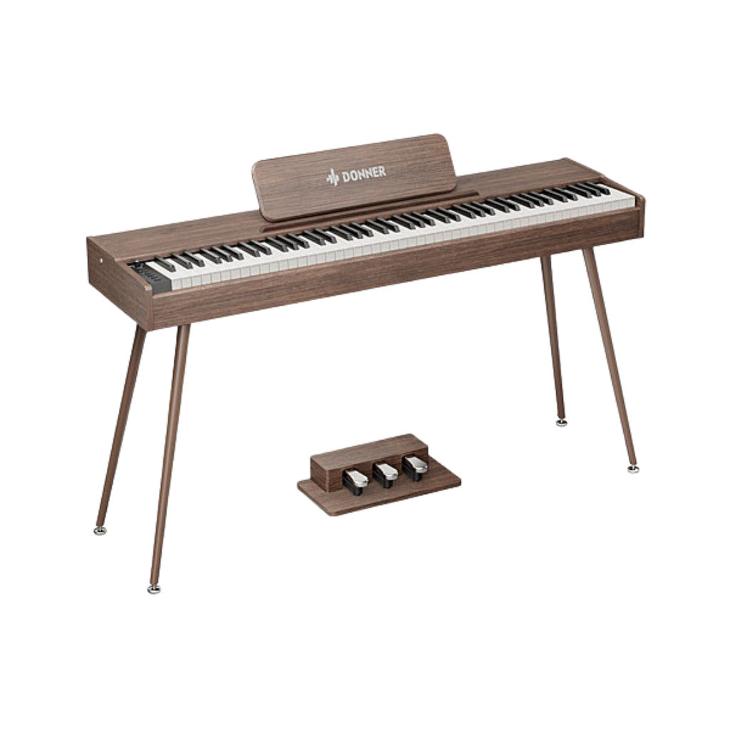 Donner DHP-200 PRO Digital Piano, Walnut, Wood or Beige - 88-Key, Powerful Sound, True Piano Feel