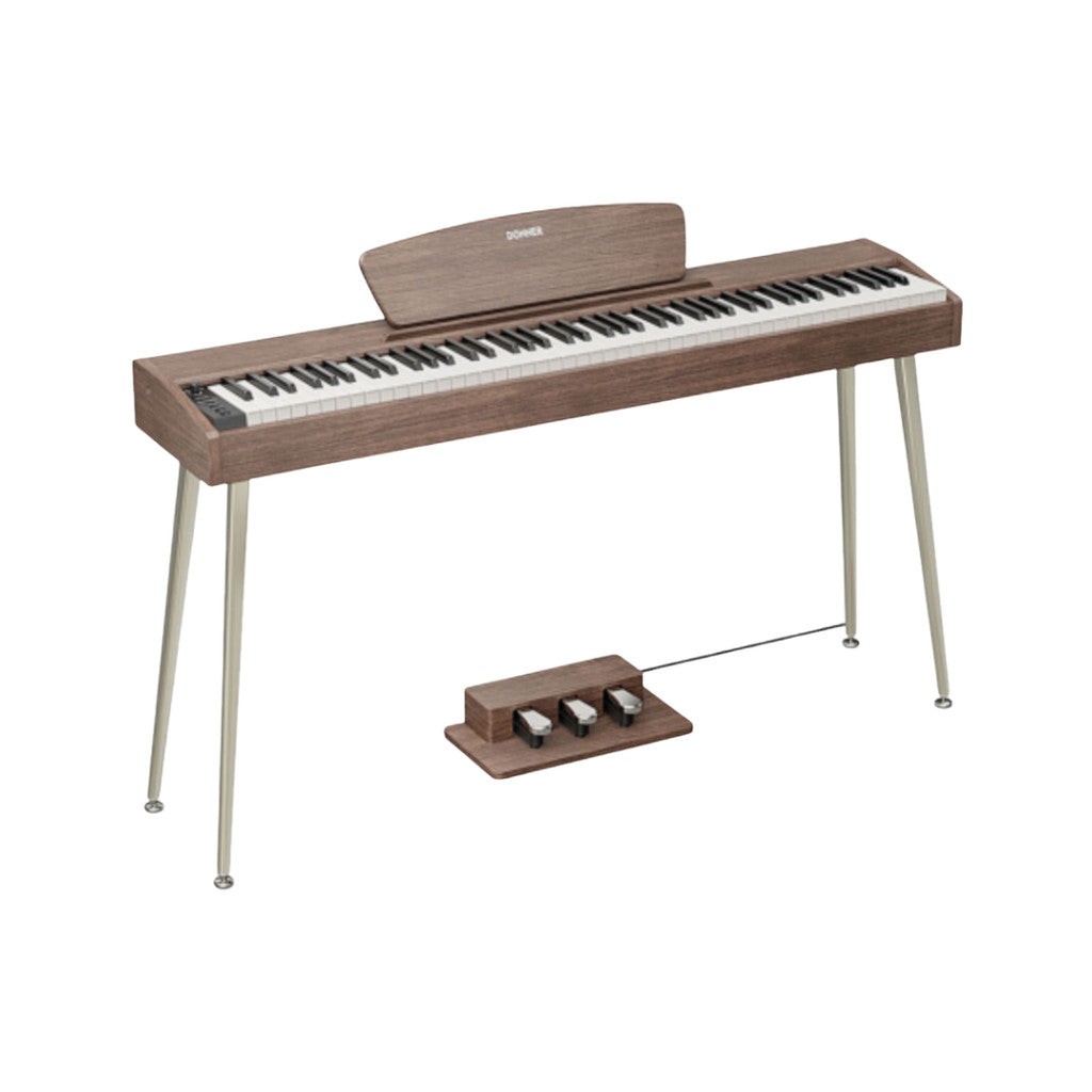 Donner DHP-100 PRO Digital Piano, Walnut, Wood or Beige - 88-Key, Velocity Sensitive, Immersive Sound, Elegant