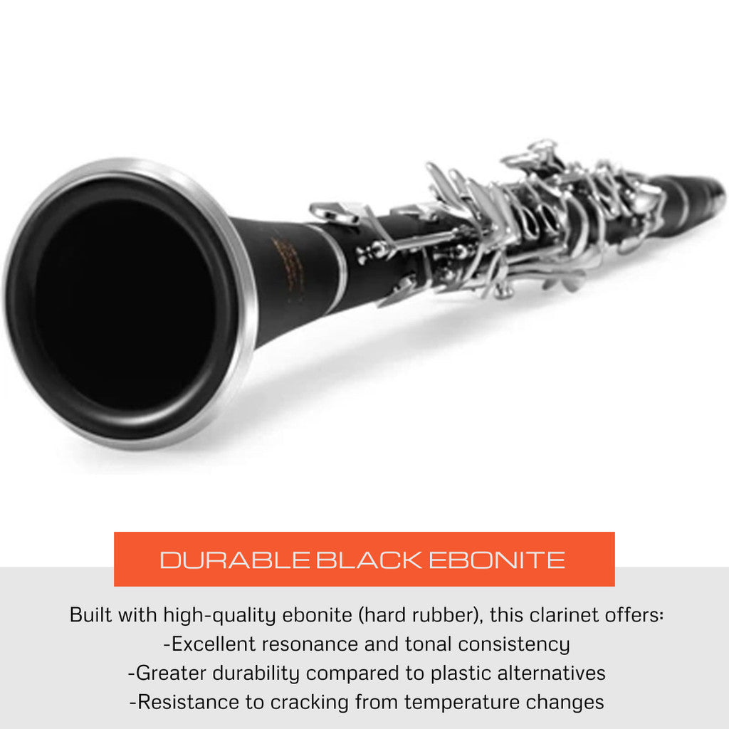 Eastar ECL-300 Student Clarinet in B Flat, Black Ebonite