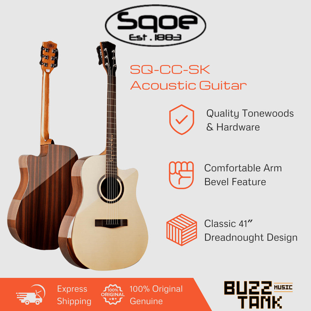 SQOE SQ-CC-SK 41 inch Acoustic Guitar w/ Arm Bevel
