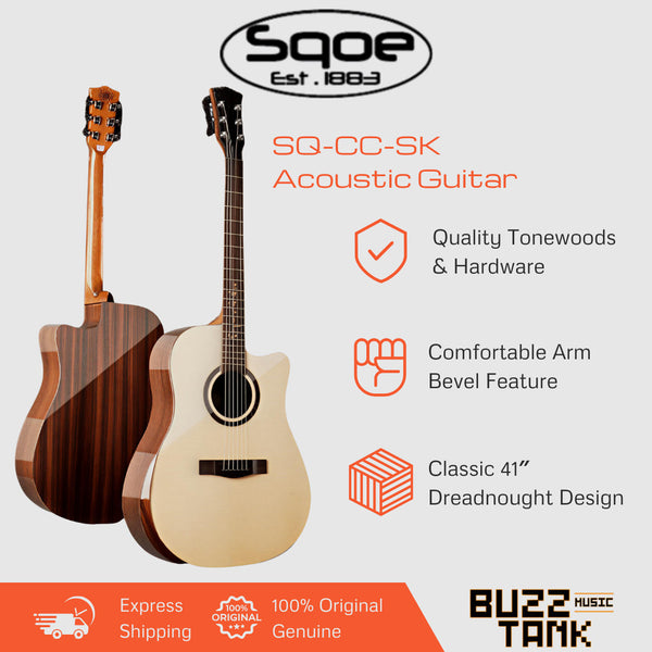 SQOE SQ-CC-SK 41 inch Acoustic Guitar w/ Arm Bevel