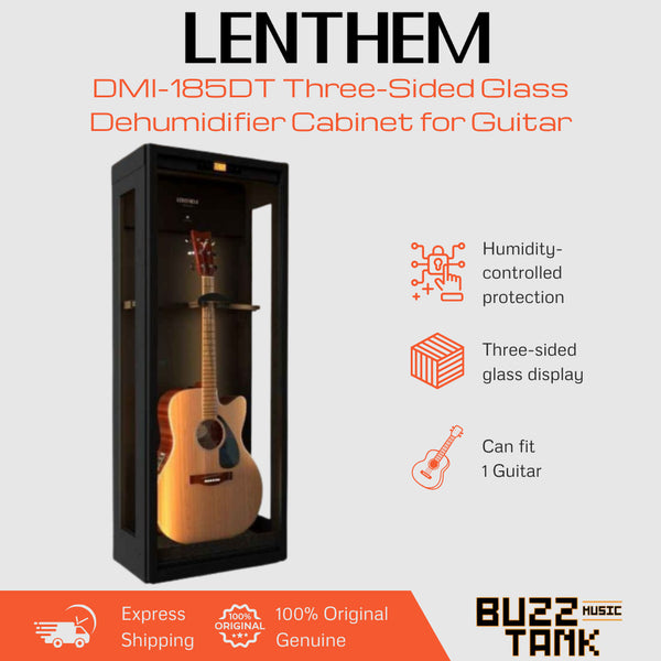 Lenthem DMI-185DT Three-Sided Glass Dehumidifier Cabinet for Acoustic & Electric Guitar