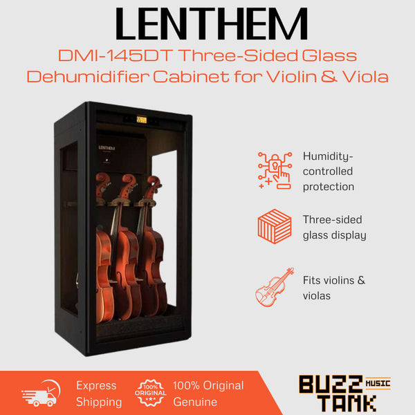 Lenthem DMI-145DT Three-Sided Glass Dehumidifier Cabinet for Violin & Viola
