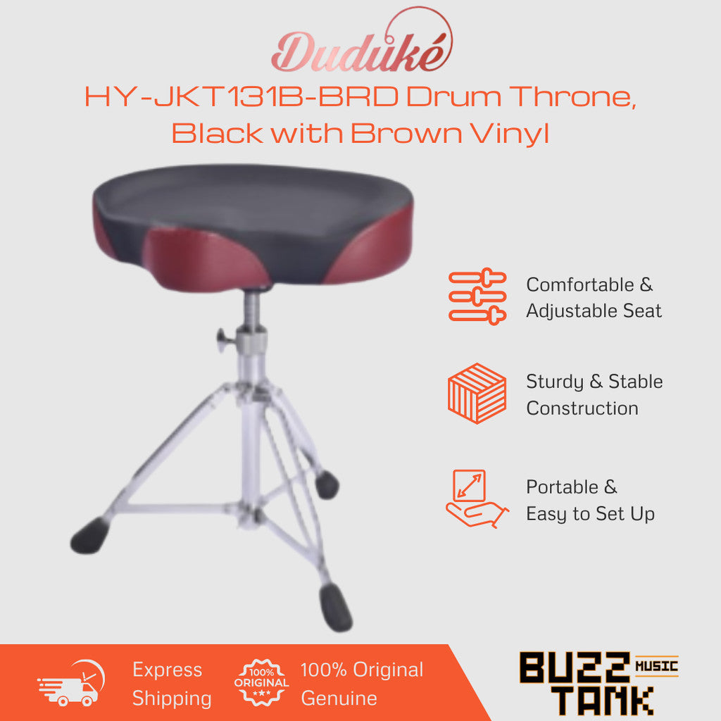 Duduke HY-JKT131B-BRD Drum Throne, Black with Brown Vinyl
