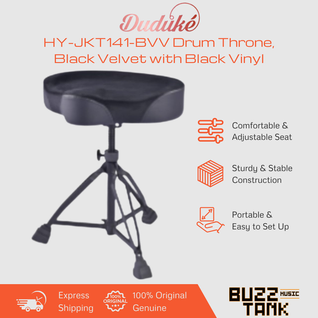 Duduke HY-JKT141-BVV Drum Throne, Black Velvet with Black Vinyl