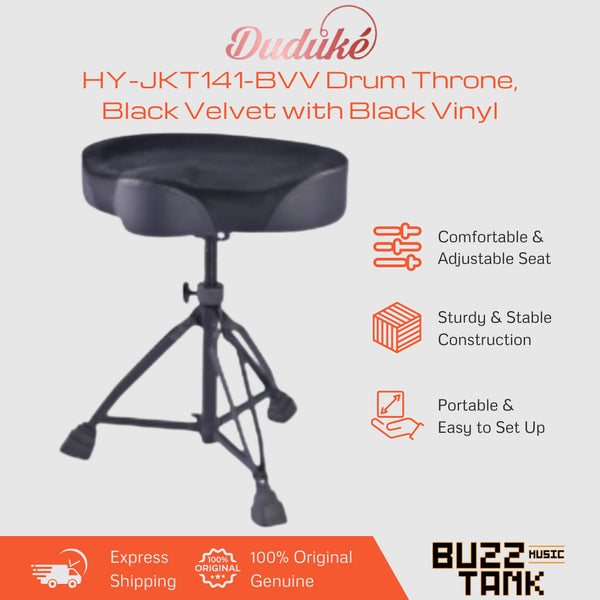 Duduke HY-JKT141-BVV Drum Throne, Black Velvet with Black Vinyl