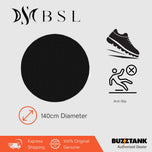 BSL Drum Carpet Rug with Rubber Bottom Anti-Slip Mat, Black, Round