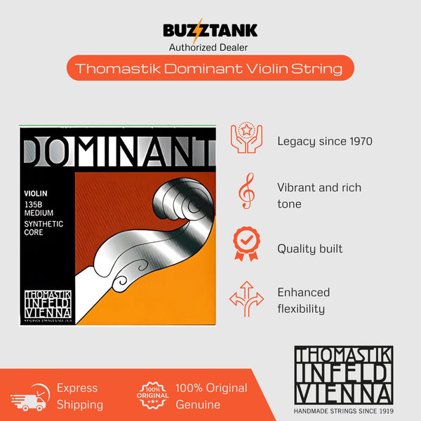 Thomastik Infeld Dominant Violin Strings Complete Set With Chrome Steel Ball End 135B 129 Single String E
