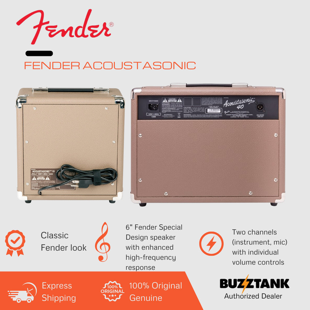 Fender Acoustasonic 15 & 40, Acoustic Guitar Amplifier, 230V UK