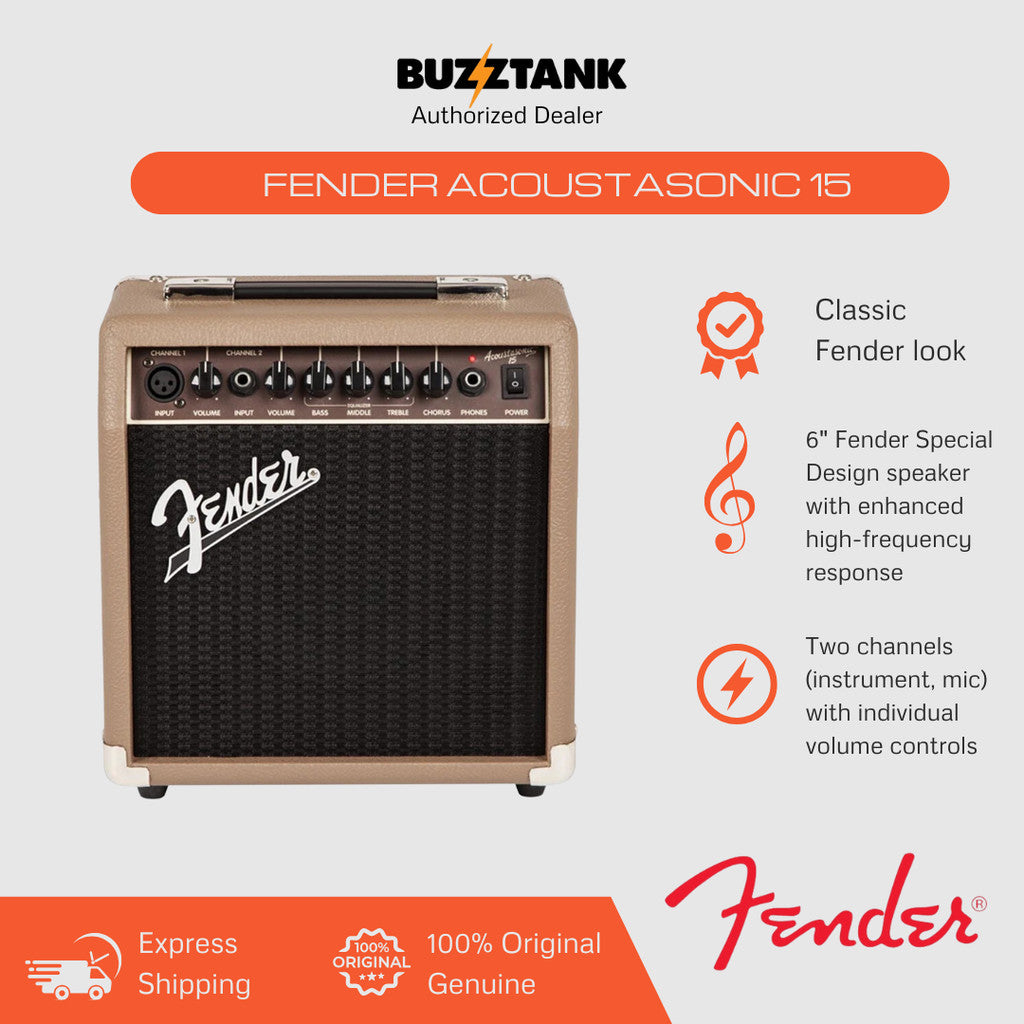 Fender Acoustasonic 15 & 40, Acoustic Guitar Amplifier, 230V UK