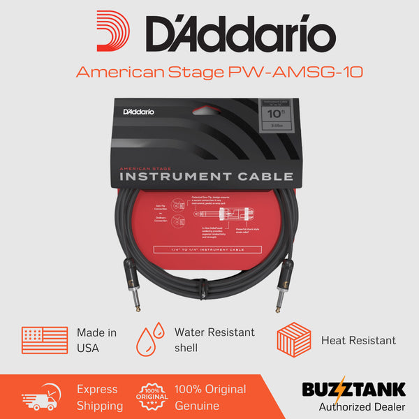 D'Addario PW-AMSG-10 American Stage Instrument Cable, 10 feet