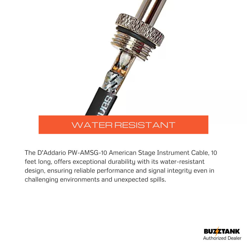 D'Addario PW-AMSG-10 American Stage Instrument Cable, 10 feet
