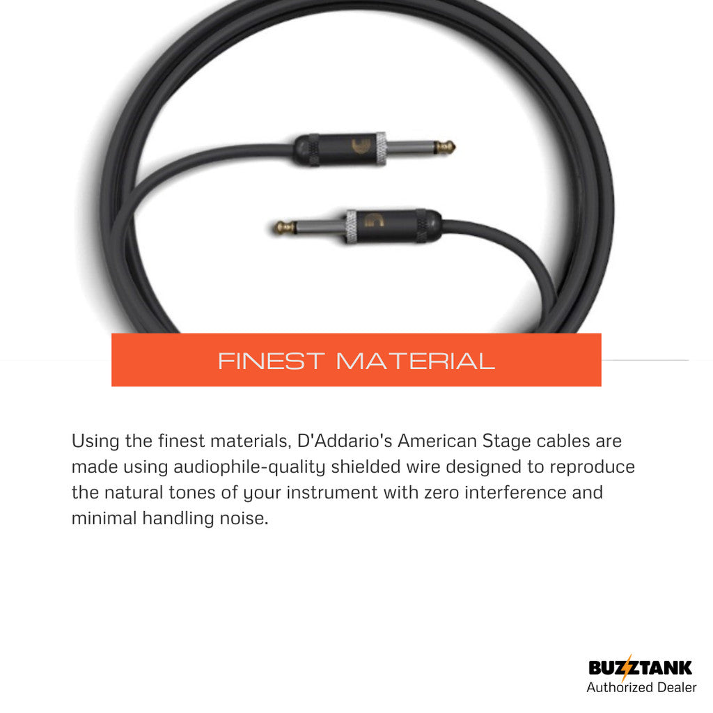D'Addario PW-AMSG-10 American Stage Instrument Cable, 10 feet
