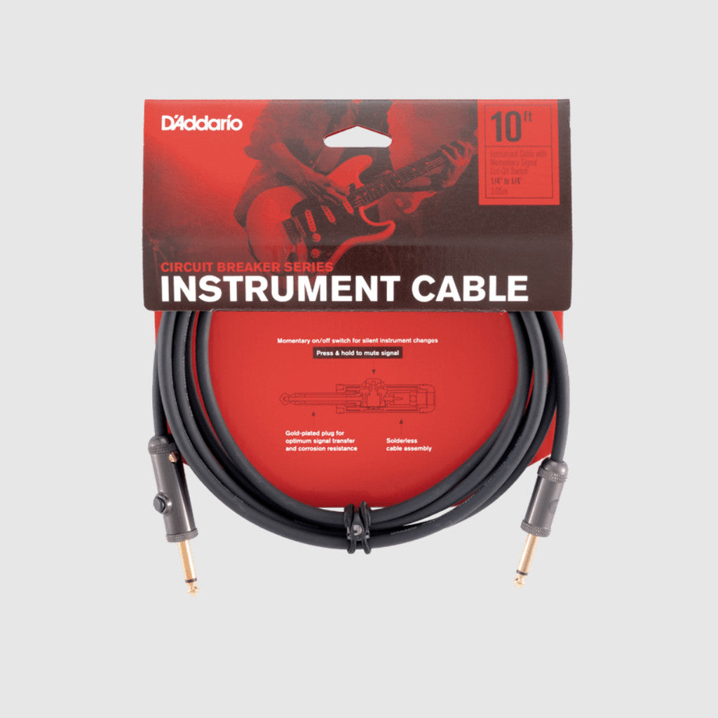 D'Addario Circuit Breaker Series Instrument Cables, Straight, Normal/Latching, 10ft/20ft