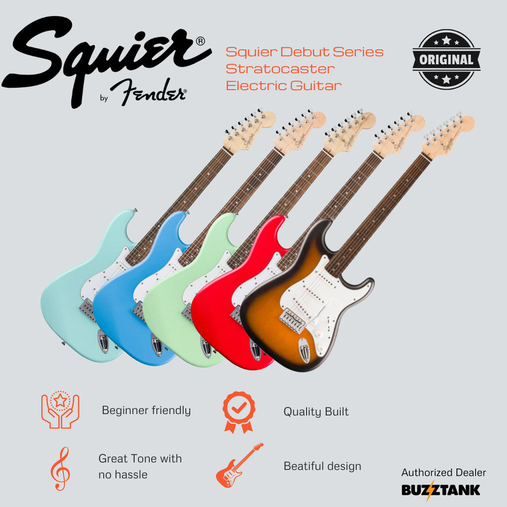 Squier Debut Series Stratocaster Electric Guitar, Laurel Fingerboard - Perfect for Beginner Learner
