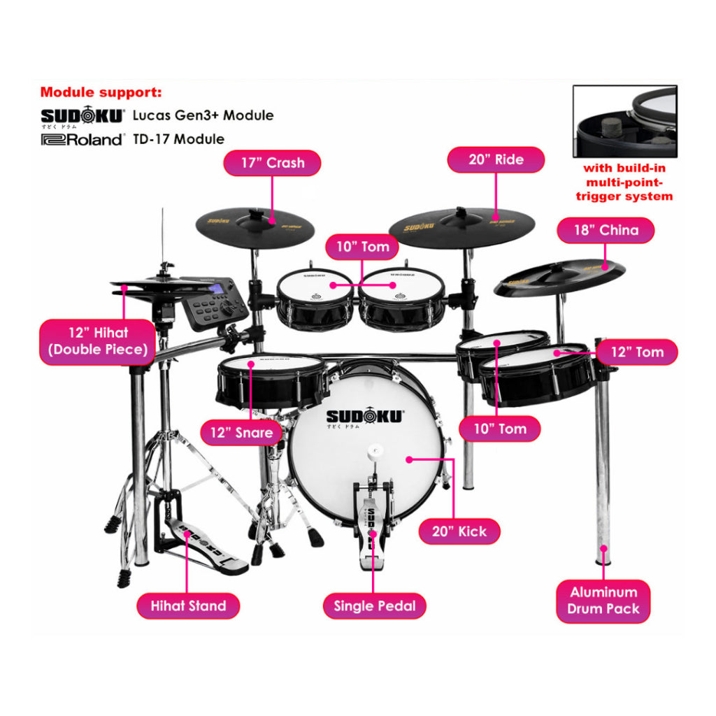 Sudoku Lexus Electronic Drum with Lucas Gen3+ Module, Basic Pack - 8Pro/10Pro