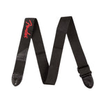 Fender 2-Inch Poly Guitar Strap, Black w/ Red Fender Logo