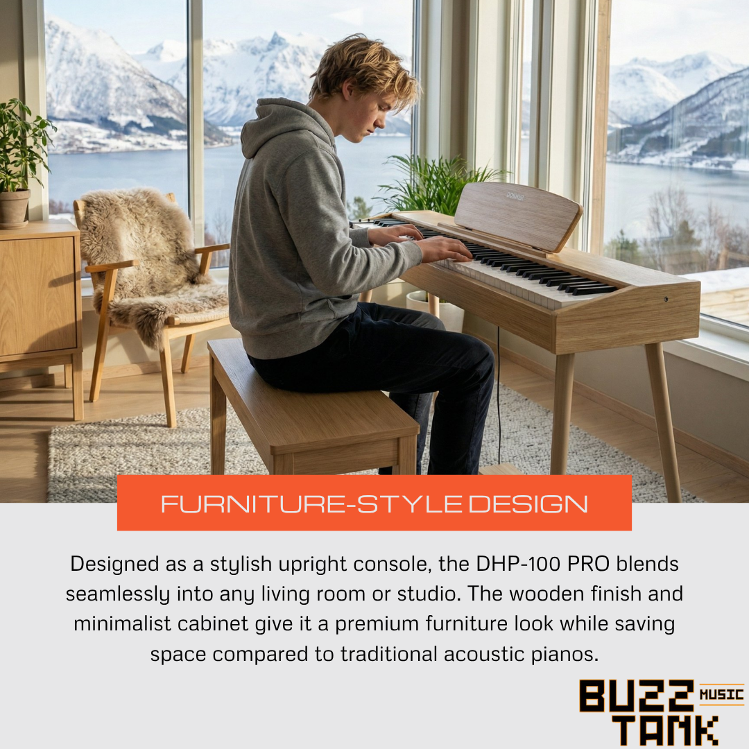 Donner DHP-100 PRO Digital Piano, Walnut, Wood or Beige - 88-Key, Velocity Sensitive, Immersive Sound, Elegant