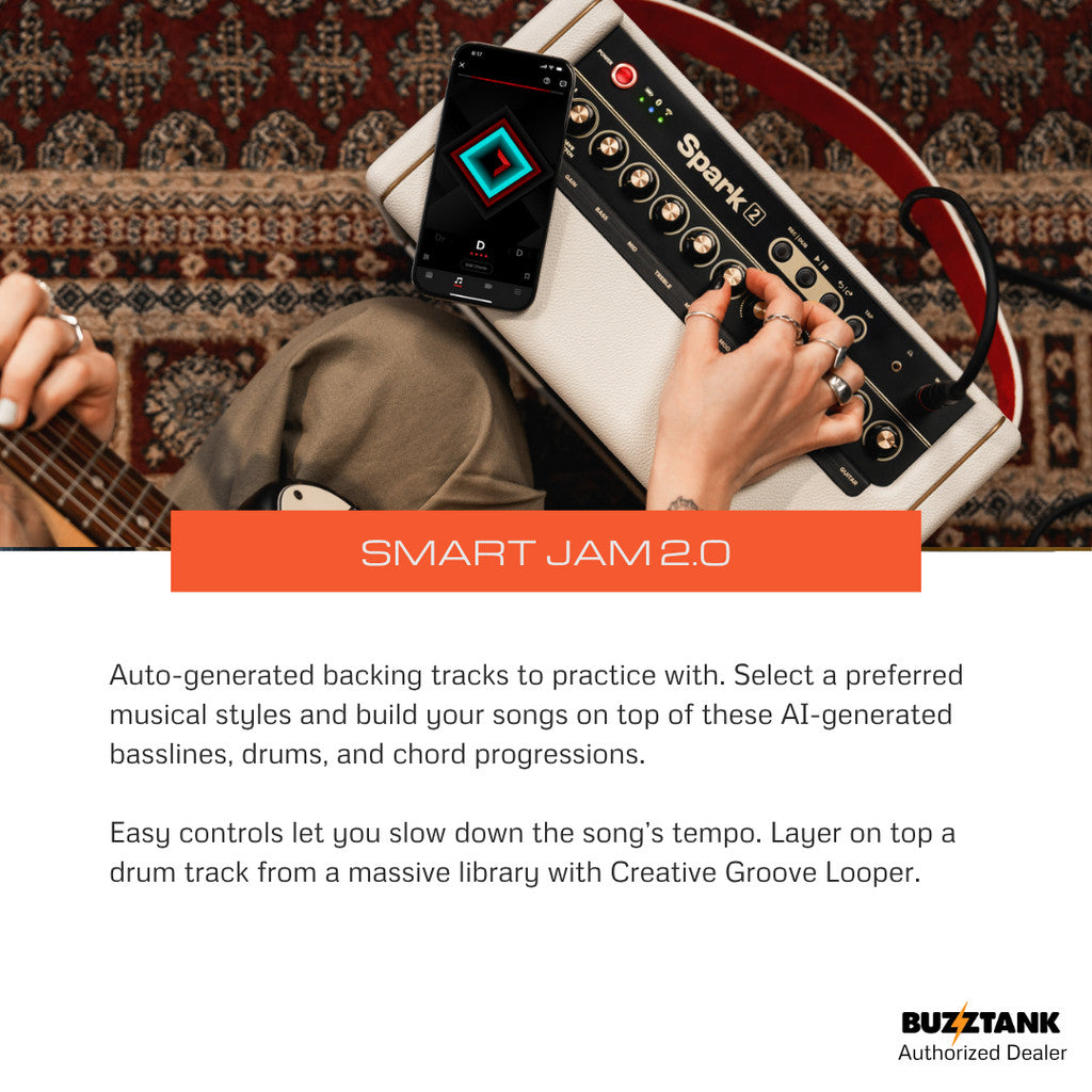 Positive Grid Spark 2 Smart Guitar Amplifier, Black & White