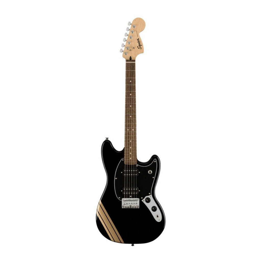 Squier FSR Bullet Competition HH Mustang Electric Guitar w/ Stripes, Sherwood Green, Graffiti Yellow, Black, Daphne Blue