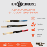 Alpha Drumworks 5A Colour Grips Drumsticks