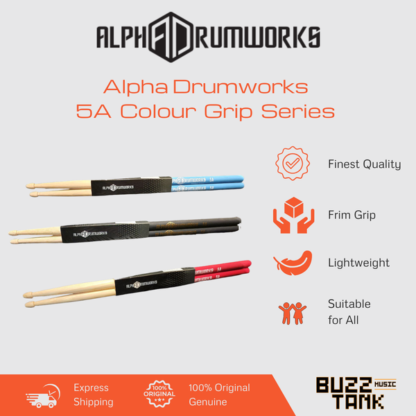Alpha Drumworks 5A Colour Grips Drumsticks