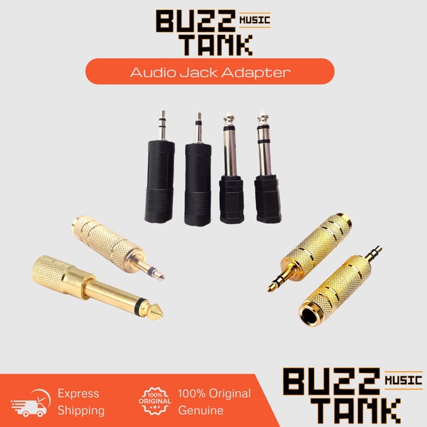 Audio Jack Adapter Converters between 3.5mm (1/8') Plug and 6.35mm (1/4') - Mono or Stereo, Regular or Gold