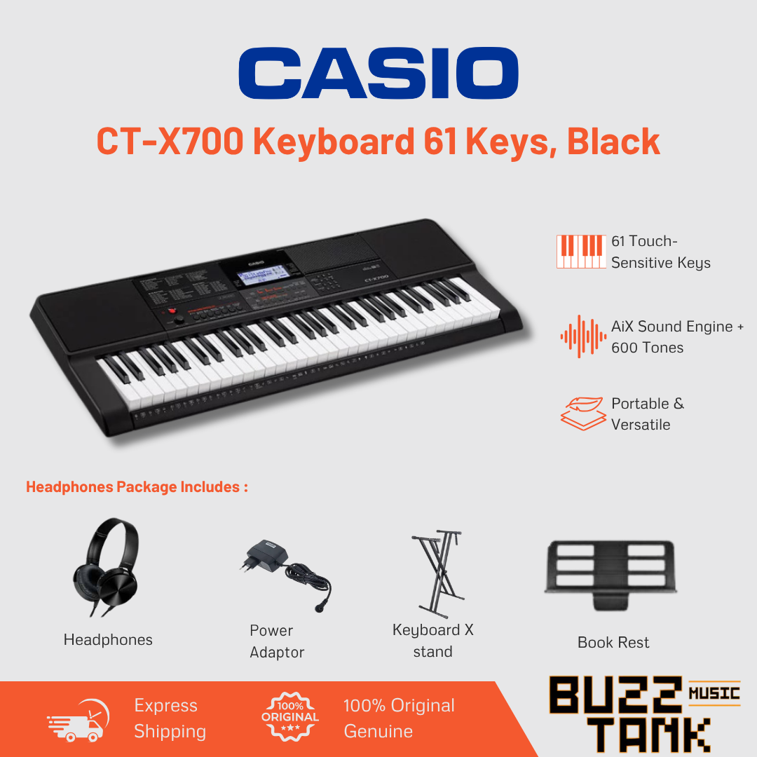 Casio CT-X700 Casiotone 61-Key Portable Keyboard, Black