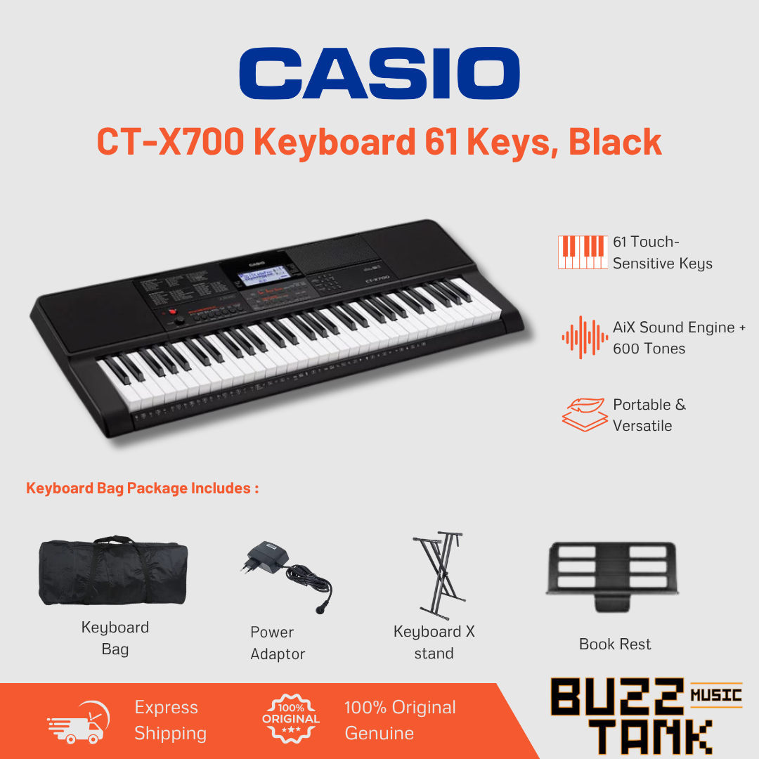 Casio CT-X700 Casiotone 61-Key Portable Keyboard, Black