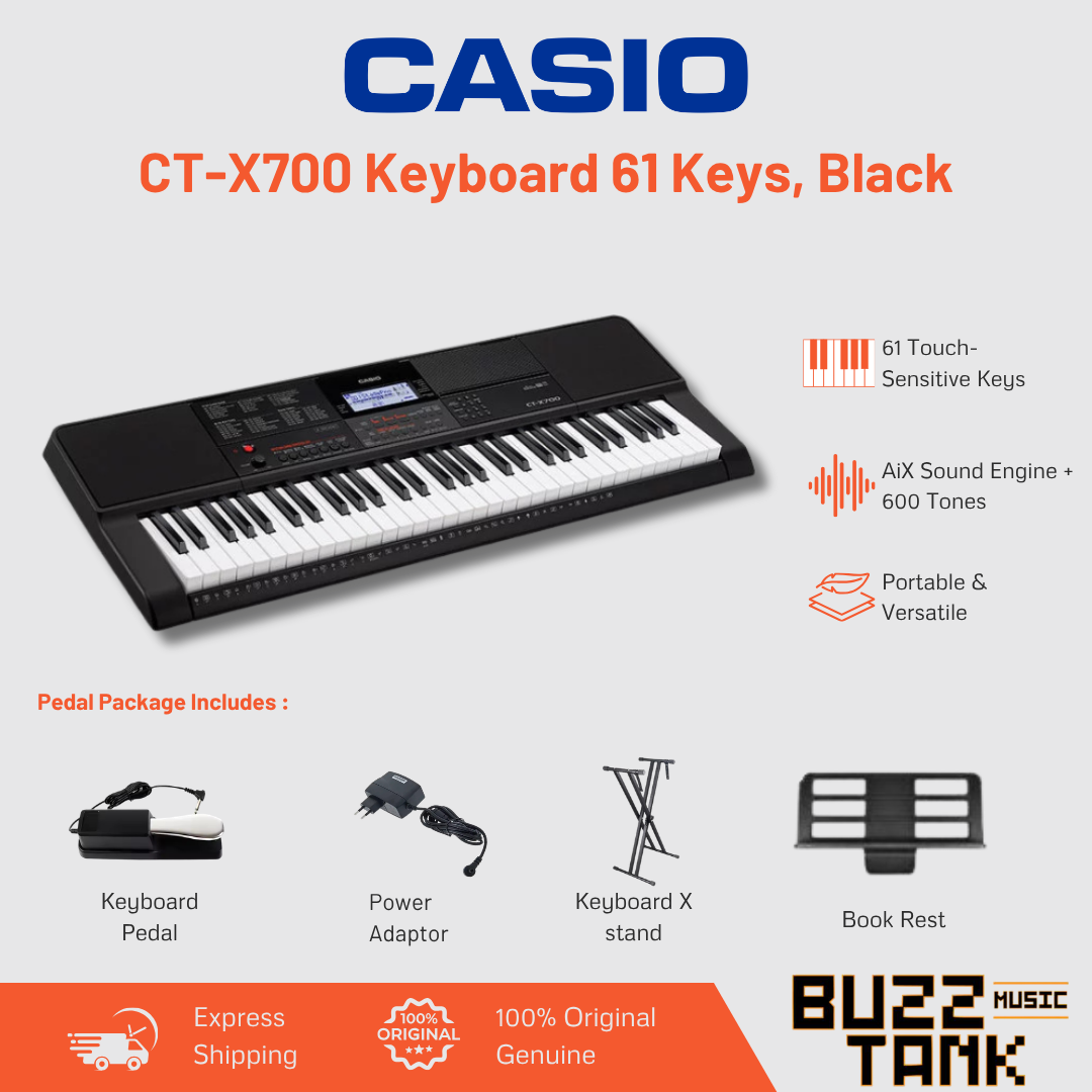 Casio CT-X700 Casiotone 61-Key Portable Keyboard, Black