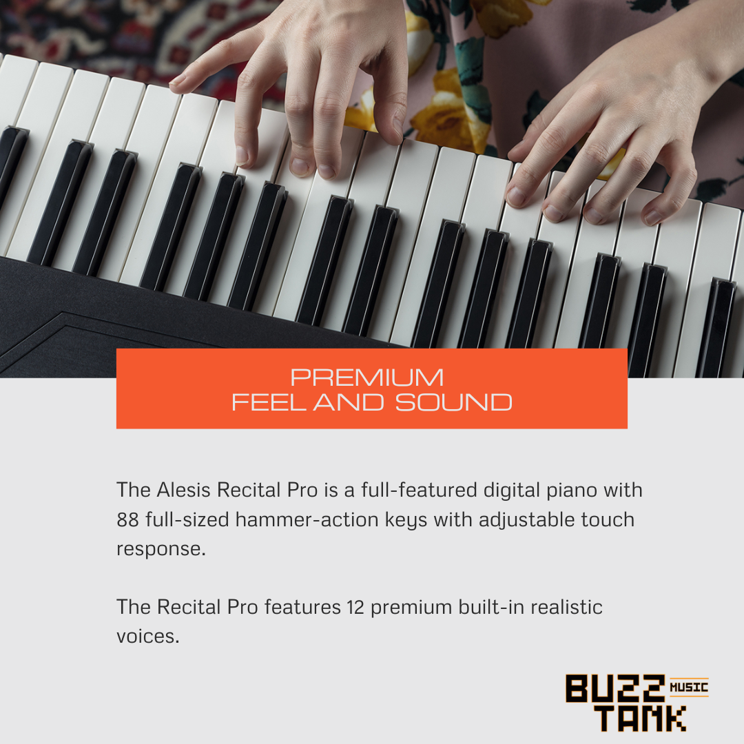 Alesis Recital Pro 88 Key Digital Piano with Hammer Action Keys