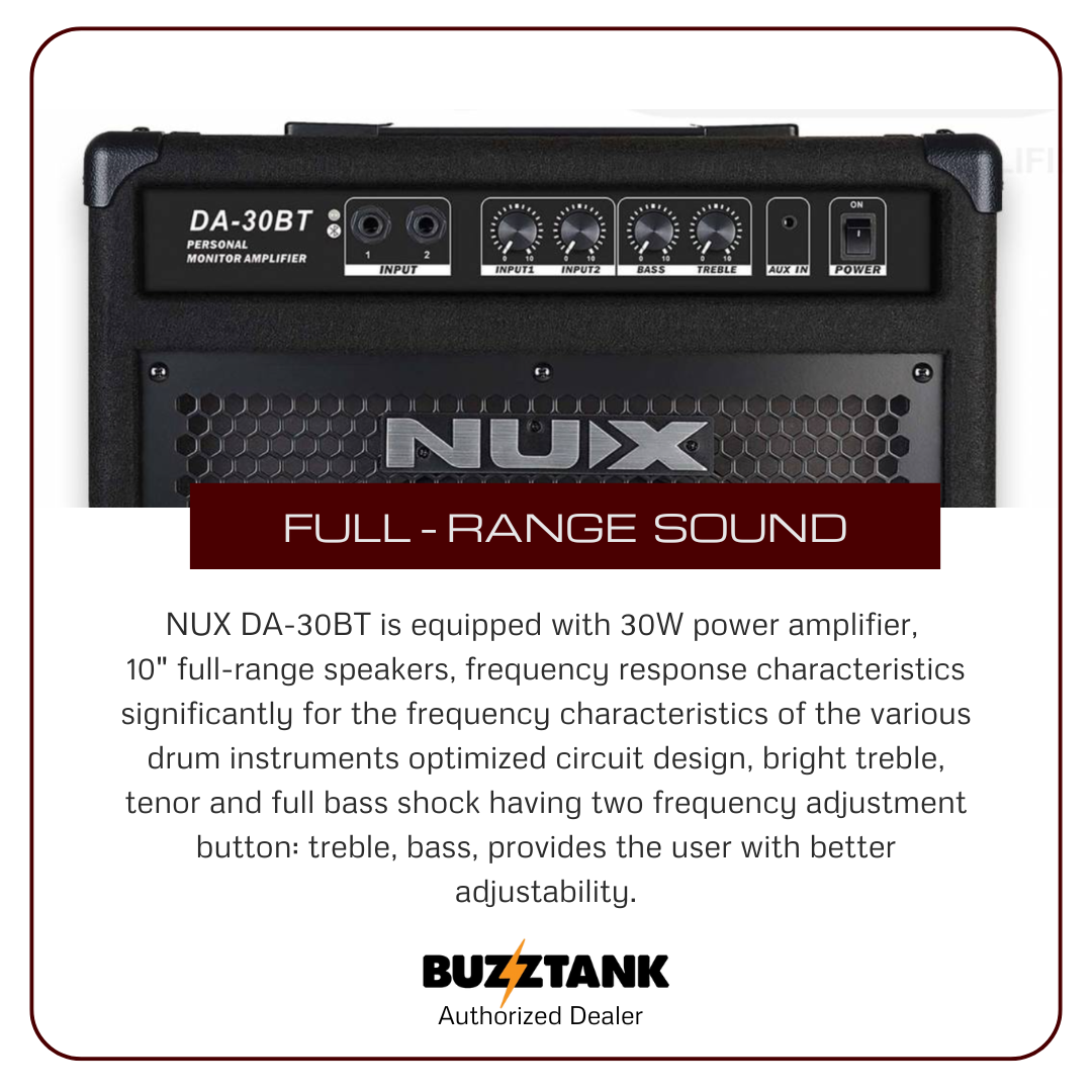 NUX DA-30BT Bluetooth Personal Monitor Amplifier Drum Bass Keyboard Amp