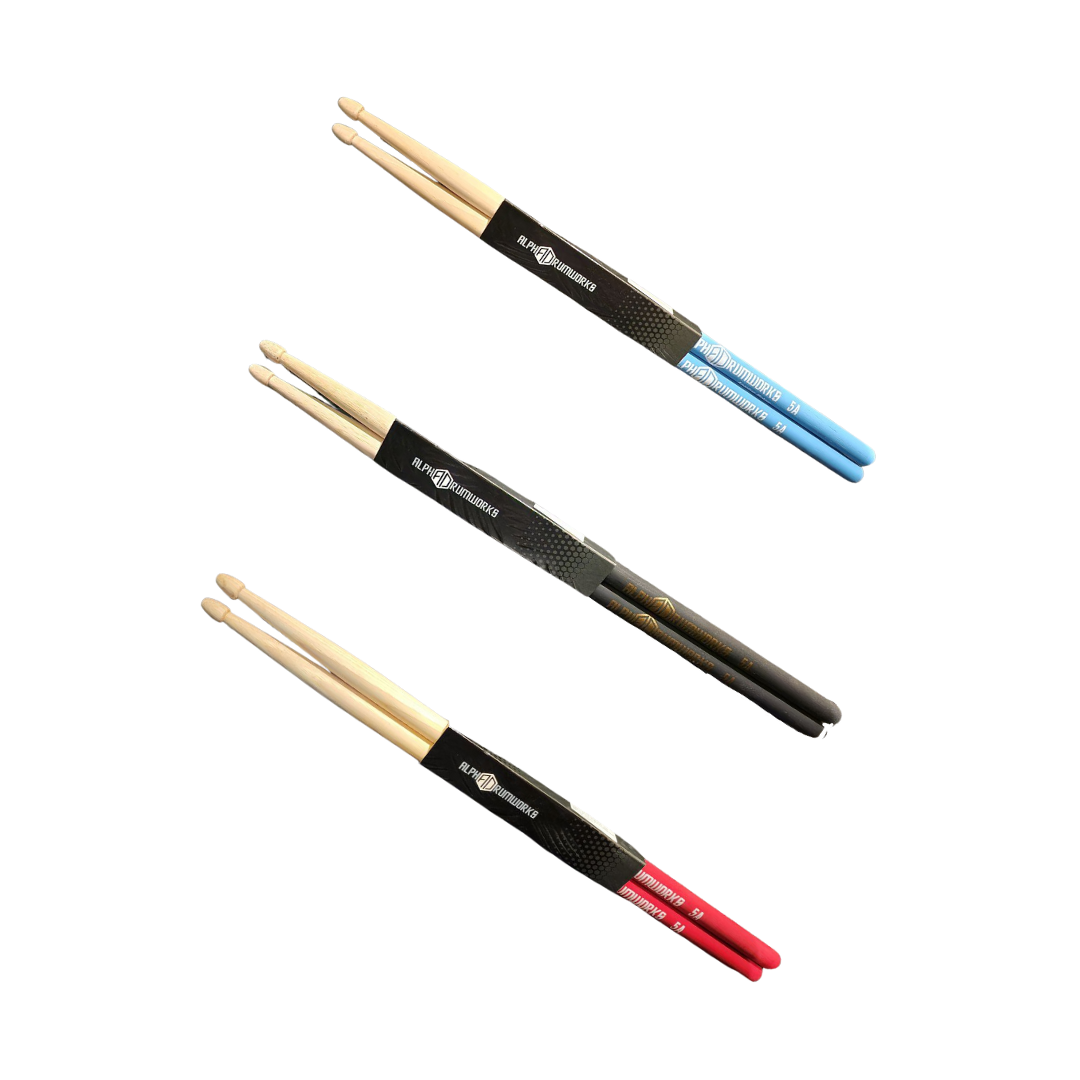 Alpha Drumworks 5A Colour Grips Drumsticks