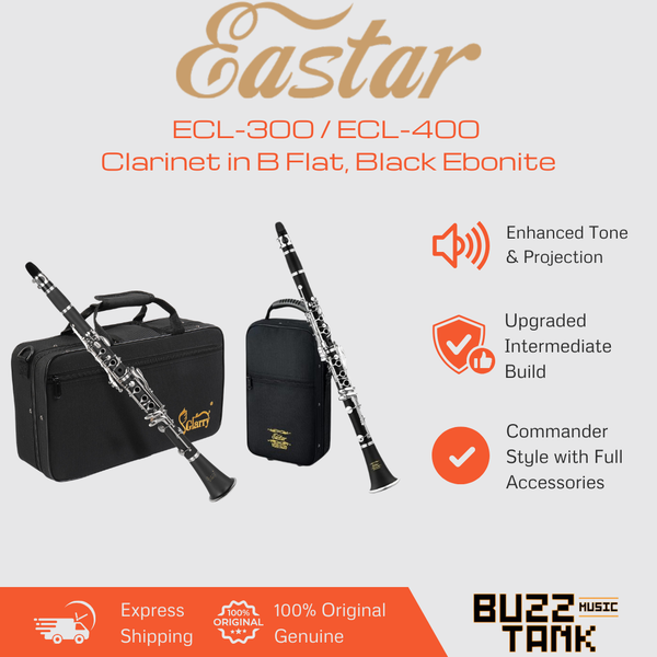 Eastar ECL-300 & ECL-400 Clarinet in B Flat, Black Ebonite