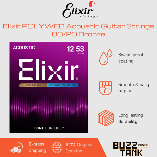 Elixir POLYWEB Acoustic Guitar Strings 80/20 Bronze